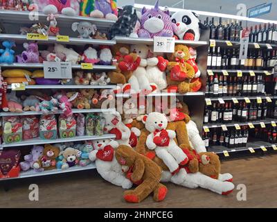 Large stuffed Valentines day animals for sale in a local Walmart store in  North Florida Stock Photo - Alamy