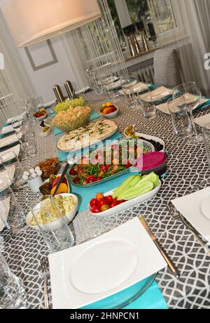 solemnly laid table Stock Photo