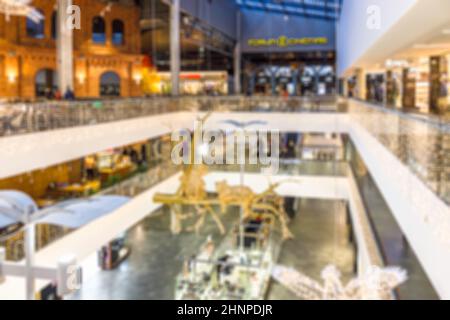 shopping mall abstract blur background with bokeh Stock Photo