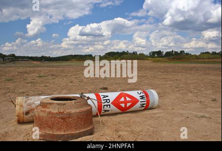 Swim Area in Dry Lake - Late Afternoon Lake Tyler in East Texas Stock Photo