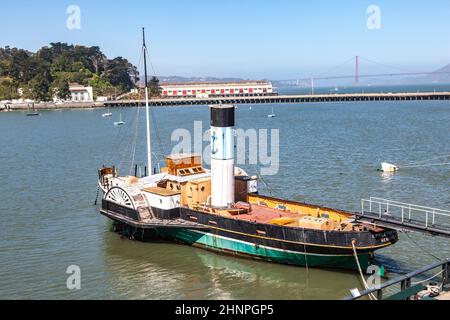 Eppleton Hall is a paddlewheel tugboat built in England in 1914 Stock Photo