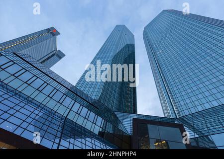 twin towers of Deutsche Bank in Frankfurt Stock Photo