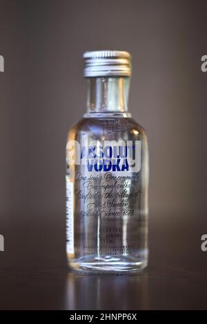 Absolut Vodka small bottle Stock Photo