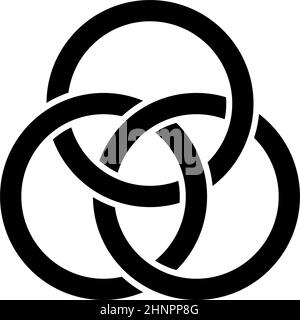 Interlace, interconnected, intersecting circles, rings abstract symbolic shape, icon - stock vector illustration, clip-art graphics Stock Vector