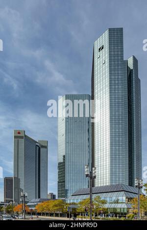 facade of headquarter of German Bank - Deutsche Bank - in Frankfurt am Main Stock Photo