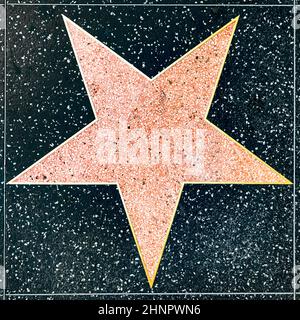 closeup of empty Star on the Hollywood Walk of Fame. Stock Photo