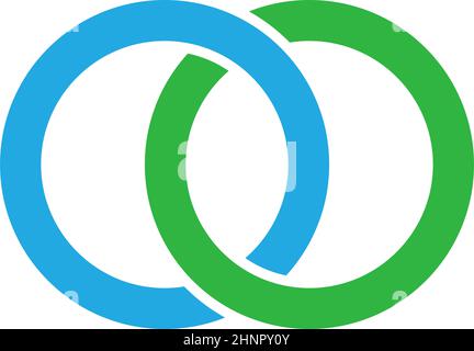 Interlace, interconnected, intersecting circles, rings abstract symbolic shape, icon - stock vector illustration, clip-art graphics Stock Vector