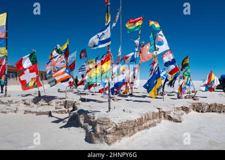Flags from Dakar Bolivia travel Stock Photo