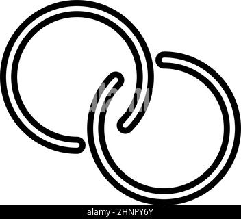 Interlace, interconnected, intersecting circles, rings abstract symbolic shape, icon - stock vector illustration, clip-art graphics Stock Vector