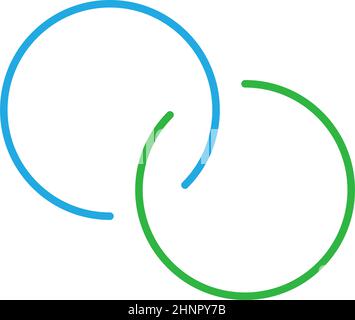 Interlace, interconnected, intersecting circles, rings abstract symbolic shape, icon - stock vector illustration, clip-art graphics Stock Vector