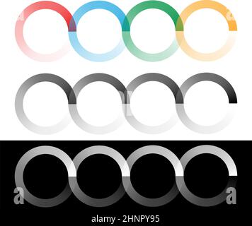 Interlace, interconnected, intersecting circles, rings abstract symbolic shape, icon - stock vector illustration, clip-art graphics Stock Vector