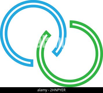 Interlace, interconnected, intersecting circles, rings abstract symbolic shape, icon - stock vector illustration, clip-art graphics Stock Vector
