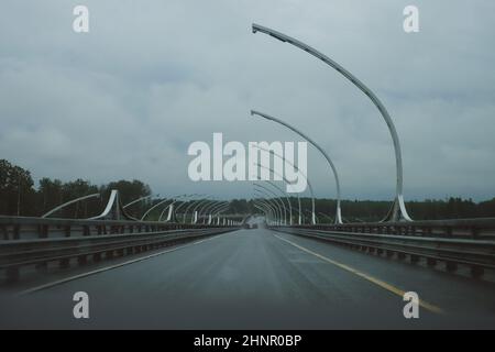 Wide highway. long roadway background. road going into the distance Stock Photo