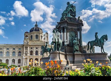 Maria Theresien Platz square with memorial and Museum of Natural History in Vienna. Stock Photo