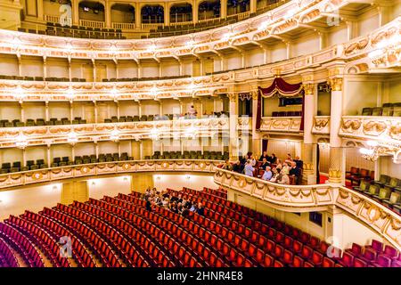 Semper Opera from inside with tourists Stock Photo