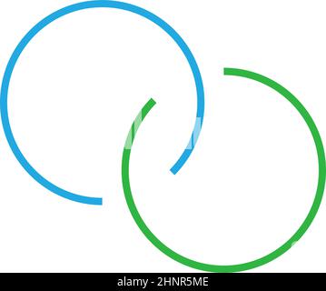 Interlace, interconnected, intersecting circles, rings abstract symbolic shape, icon - stock vector illustration, clip-art graphics Stock Vector