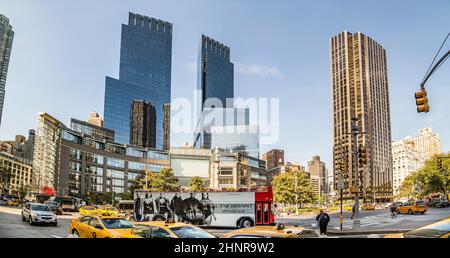 streetview in New York at columbus square Stock Photo