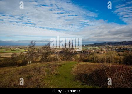 Wendover, UK. 9th February, 2022. Wendover is viewed from Bacombe Hill. Bacombe Hill is part of a 76.4 hectare biological Site of Special Scientific Interest in Buckinghamshire. Credit: Mark Kerrison/Alamy Live News Stock Photo