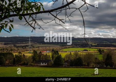 Wendover, UK. 9th February, 2022. Preparatory works for the Grove Farm underbridge for the HS2 high-speed rail link are pictured from Bacombe Hill. HS2 will enter the Wendover Green tunnel, a 1185m cut and cover tunnel, alongside Bacombe Lane. Credit: Mark Kerrison/Alamy Live News Stock Photo