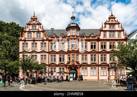 Old Historic Gutenberg Museum with blue sky in Mainz Stock Photo