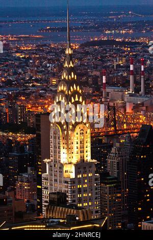 Aerial panoramic view over upper Manhattan from Empire State building Stock Photo