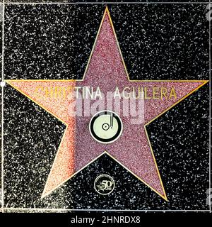 Christina Aguileras star on Hollywood Walk of Fame Stock Photo