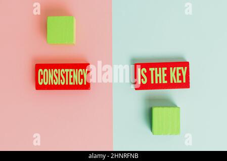 Conceptual display Consistency Is The Key, Concept meaning by Breaking Bad Habits and Forming Good Ones Two Objects Arranged Facing Inward Outward On Stock Photo