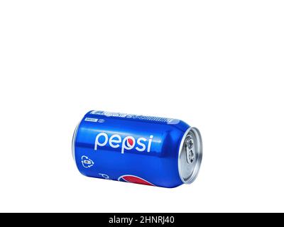 Kiev Ukraine, 12.15.2021. Aluminum can of Pepsi Cola drink. Stock Photo