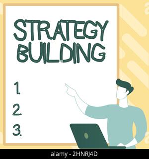 Sign displaying Strategy Building. Word Written on Leveraging Buying and acquiring others platforms Creating New Computerized Filing System, Filling Online Documentations Stock Photo