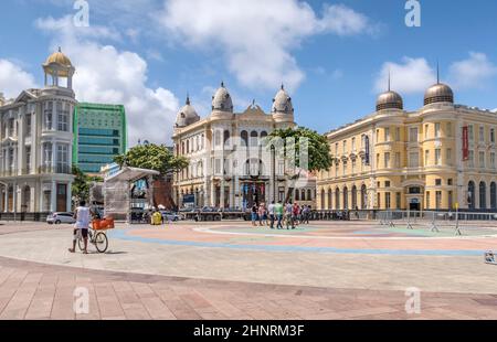 The historic buildings of Recife in Pernambuco, Brazil with its construction dated from from 17th century. Stock Photo