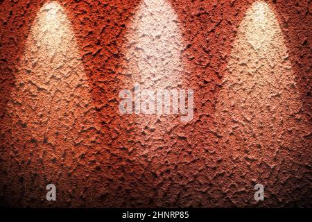 Close up view on concrete wall textures with three spotlights in high resolution Stock Photo