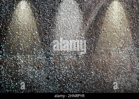 Close up view on concrete wall textures with three spotlights in high resolution Stock Photo