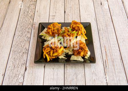 There are countless possible onion bhaji recipes throughout India. Stock Photo