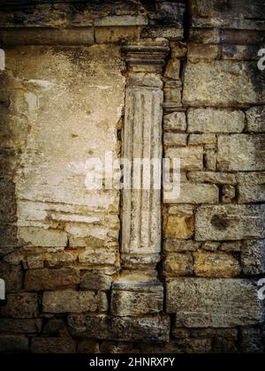 Ancient exterior wall as background Stock Photo