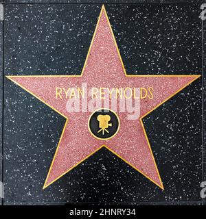 closeup of Star on the Hollywood Walk of Fame for Ryan Reynolds Stock Photo