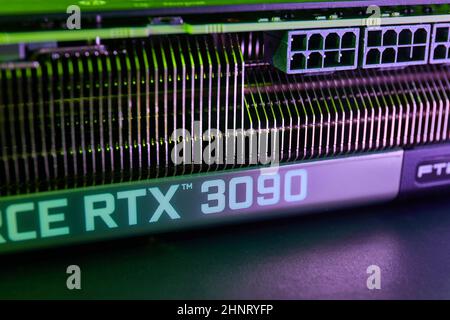 EVGA Geforce RTX 3090 Nvidia GPU display Stock Photo