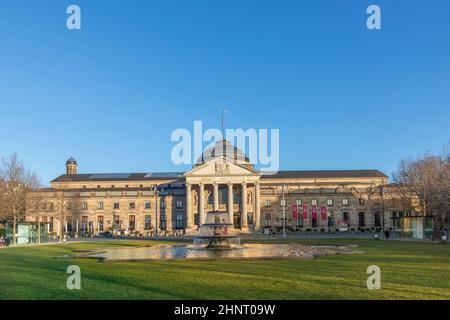 view of facade of  the Wiesbaden casino and Kurhaus Stock Photo