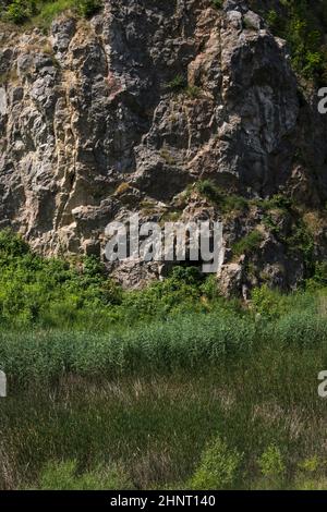 geological landscape of former limestone quarry and current nature reserve Kadzielnia in the city of Kielce in Poland Stock Photo