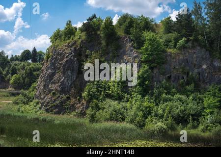 geological landscape of former limestone quarry and current nature reserve Kadzielnia in the city of Kielce in Poland Stock Photo