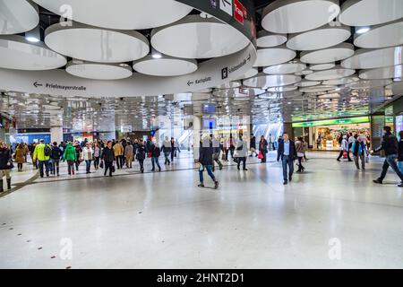 People at the metro station Karlsplatz in Munich metro Stock Photo