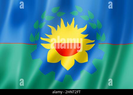 Buenos Aires province flag, Argentina waving banner collection. 3D illustration Stock Photo
