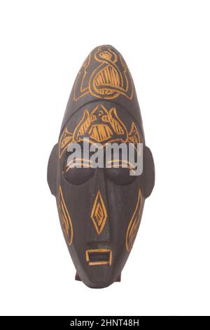 Wooden Mask From Bali Isolated on White Background Stock Photo