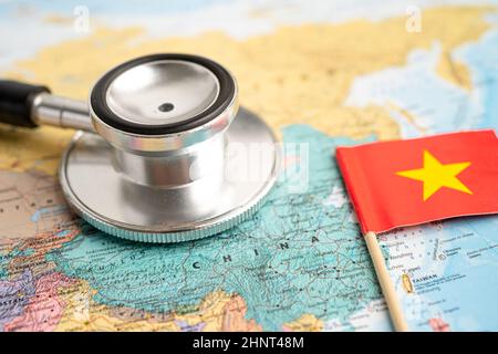 Bangkok, Thailand - February 7, 2021 China flag on world map background. Stock Photo