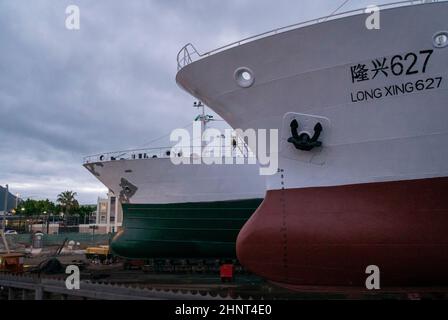 Ships in Dry Dock Stock Photo