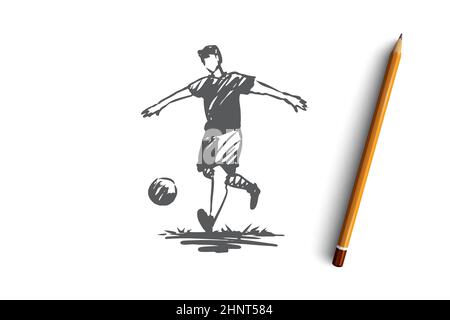 Handwriting Text Kick Off. Concept Meaning Start or Resumption of Football  Match in Which Player Kicks Ball Stock Illustration - Illustration of  project, playground: 129402589