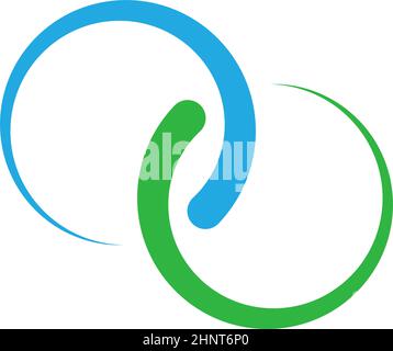 Interlace, interconnected, intersecting circles, rings abstract symbolic shape, icon - stock vector illustration, clip-art graphics Stock Vector