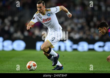 Barcelona,Spain.17 February,2022.  (08) Fabian Ruiz of Napoli during the Europa League match between FC Barcelona and SSC Napoli at Camp Nou Stadium. Credit: rosdemora/Alamy Live News Stock Photo