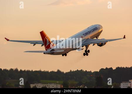 Turkish Cargo Airbus A330-200F airplane Zurich airport in Switzerland Stock Photo