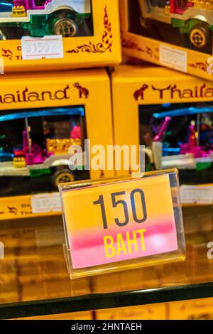 Beautiful colorful Tuk Tuk Souvenirs in Souvenir shop Bangkok Thailand. Stock Photo
