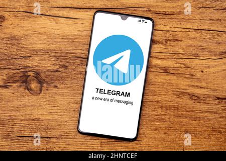 TELEGRAM App on a cellphone screen Stock Photo
